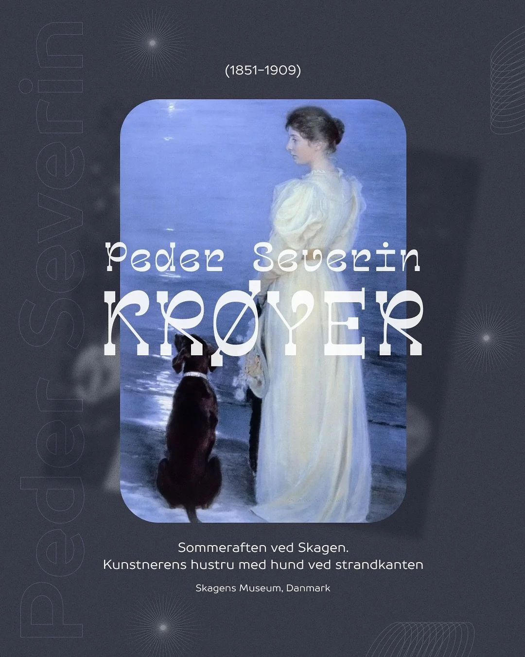 A poster design inspired by the light, mood, and timeless beauty of Skagen 🌊

This piece pays tribute to Peder Severin Kr&oslash;yer and his painting Sommeraften ved Skagen - his wife and their dog standing quietly by the shoreline.

Skagen has alwa