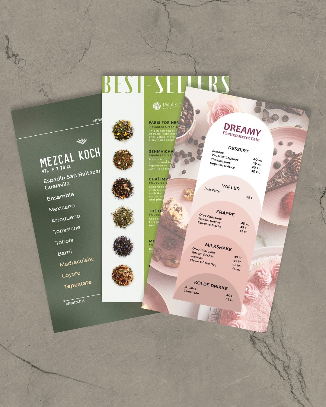 Three menus, three moods - all created with love, detail, and a bit of personal inspiration:

&rarr;  Mezcal Koch Menu &ndash; done in collaboration with @spiritcartel 🇬🇧
My endless love for Mexico 🇲🇽 shows up here: deep greens, earthy tones, and