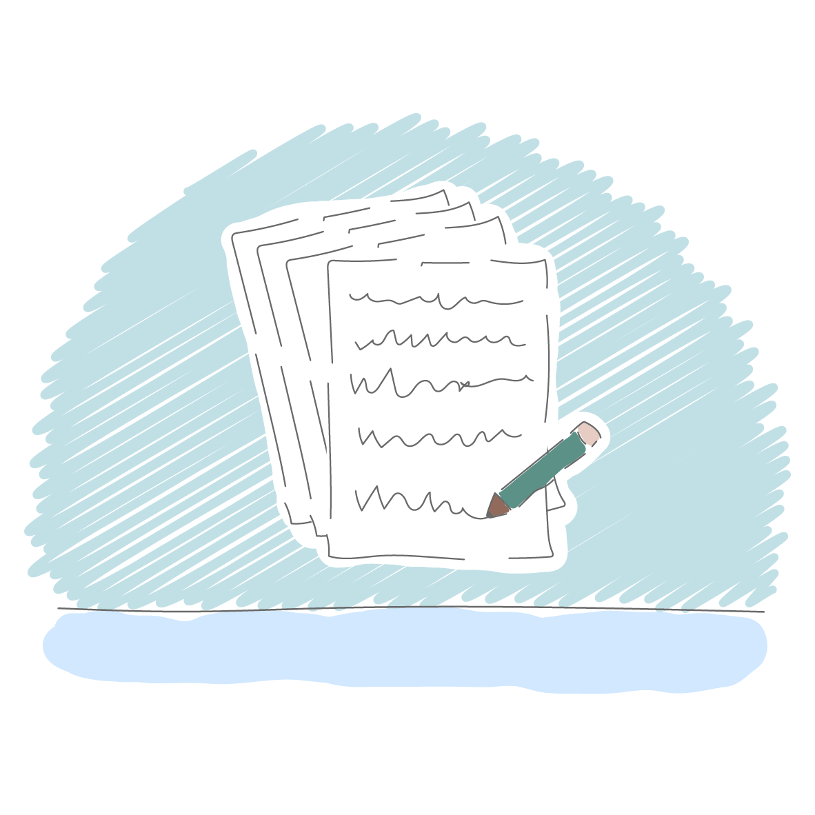 Illustration of project proposal with pencil - part of onboarding process and Notion setup