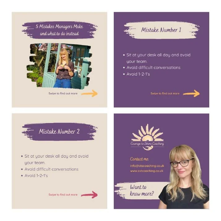 Social Media posts for a Coach