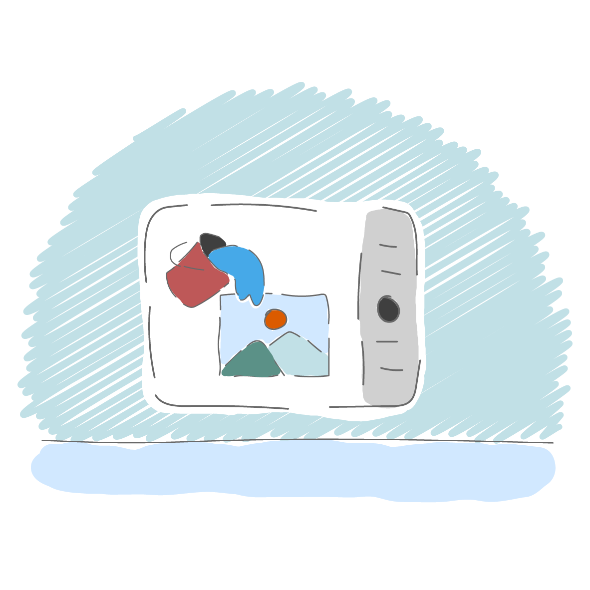 Tablet showing colour mockup and logo - early visual design stage for brand identity