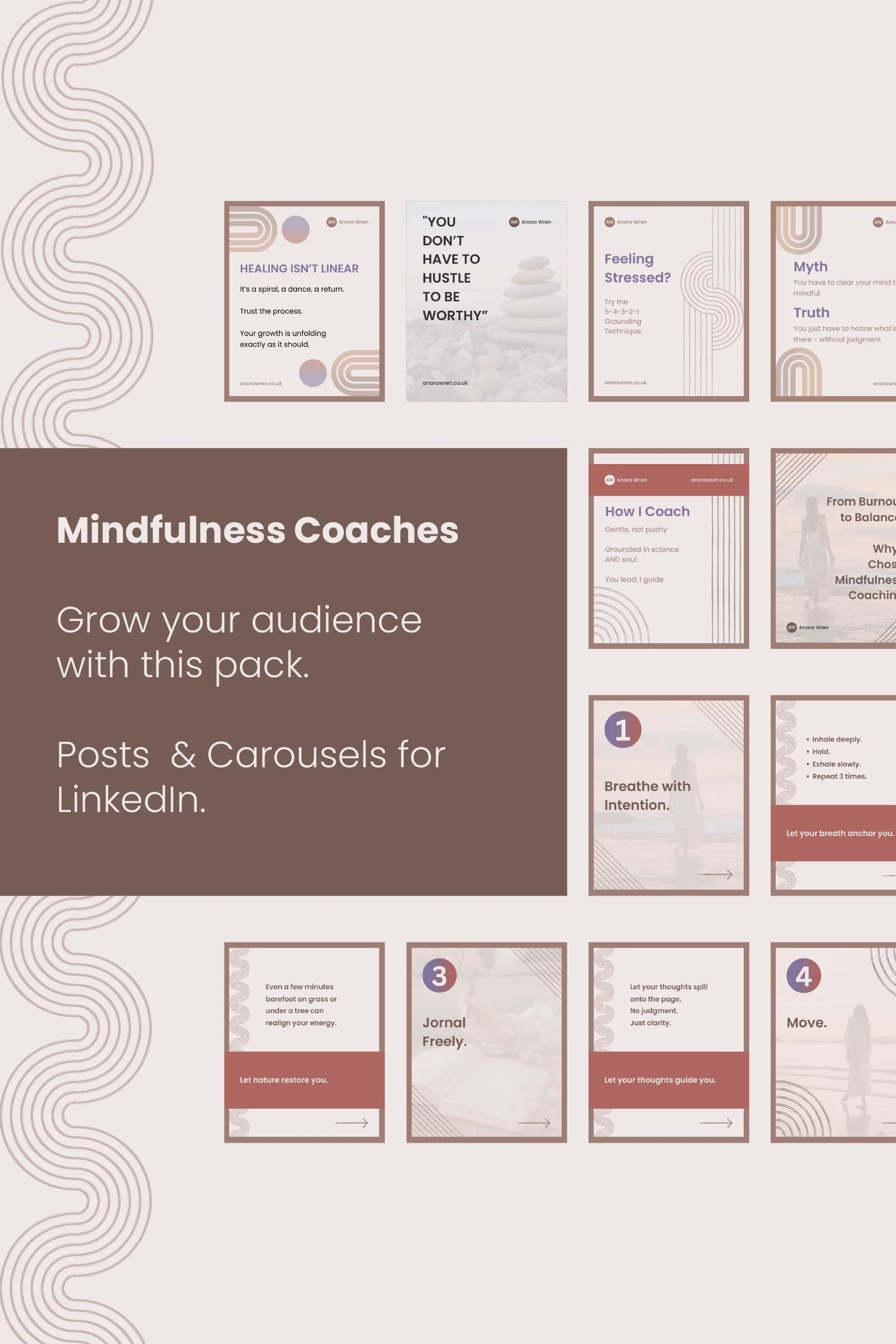 Grow Your Audience - Canva Template Pack for Mindfulness Coaches
