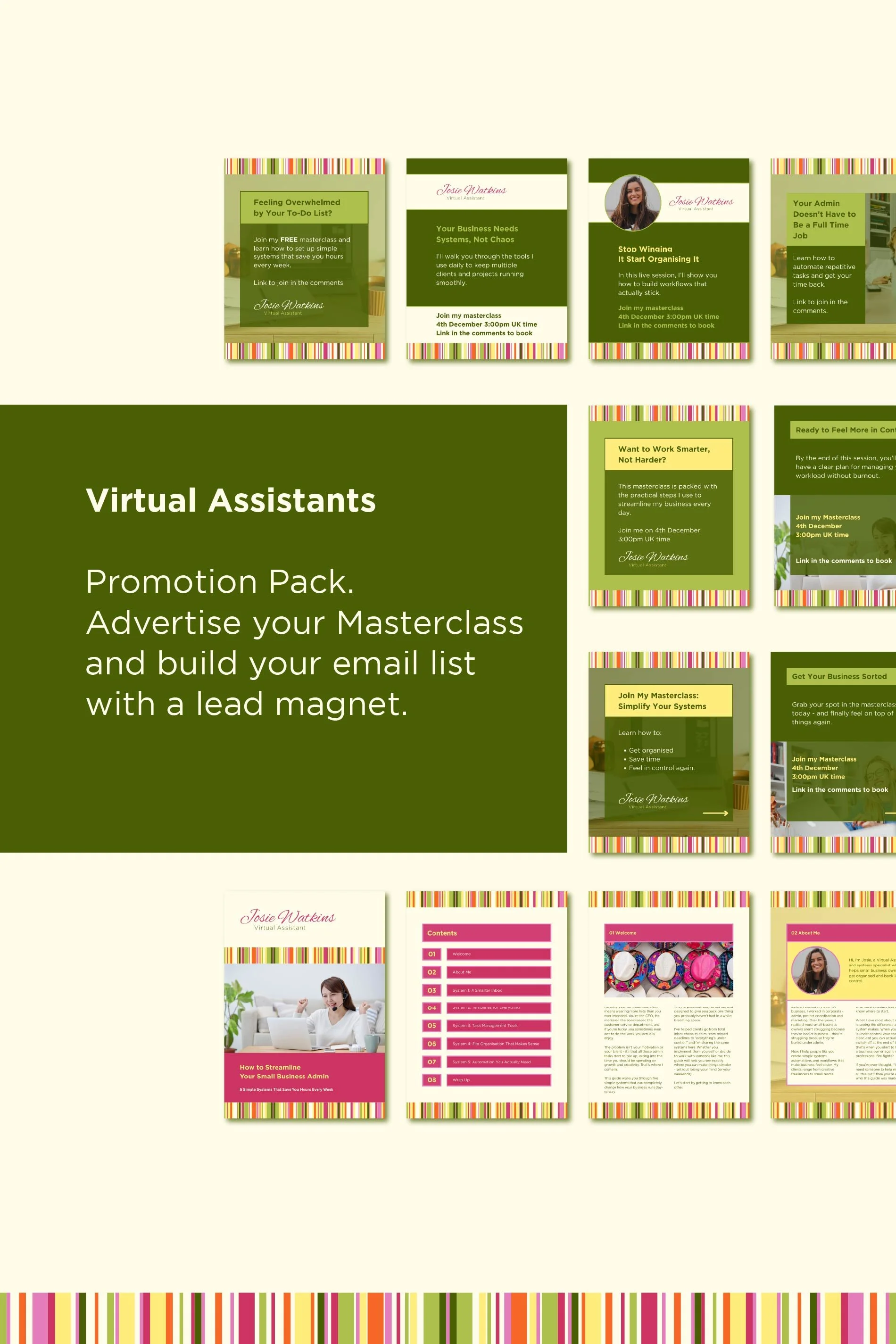 Virtual Assistant Promotion Pack - Canva Templates & Lead Magnet