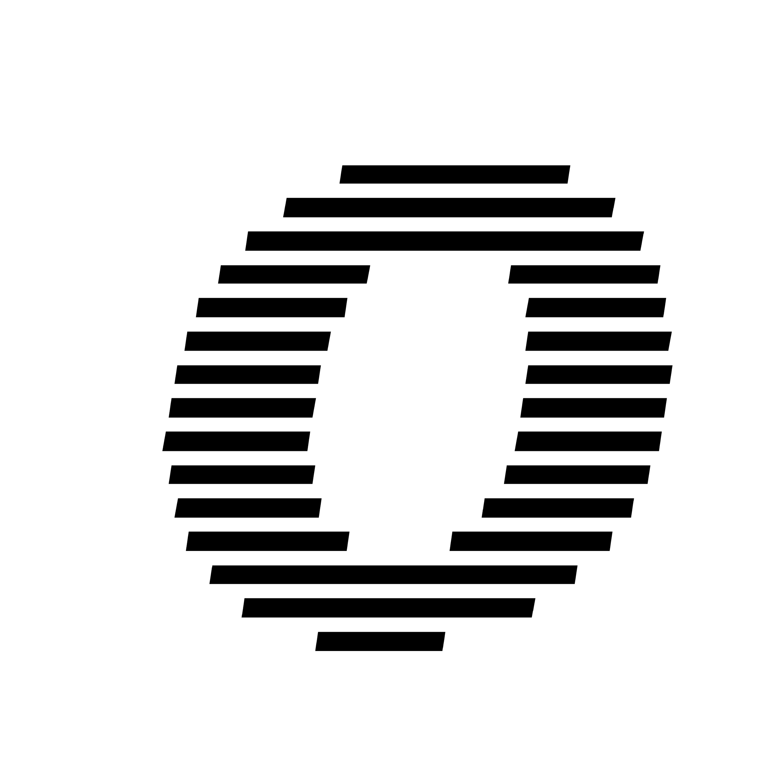 Stylized letter "O" with horizontal stripes