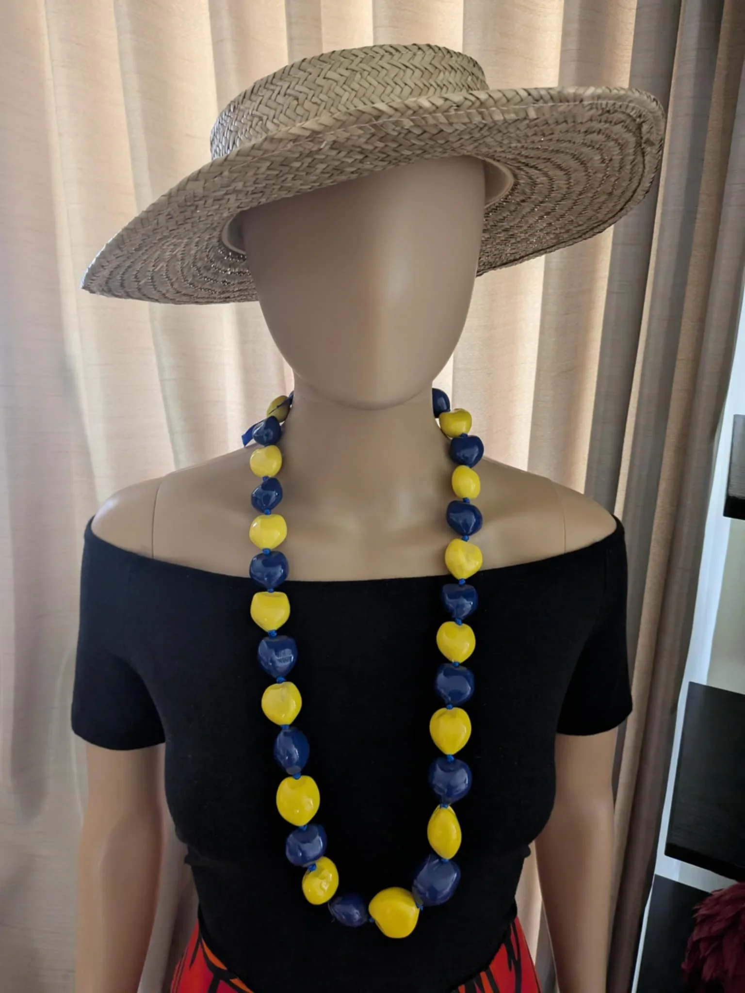 BLUE & YELLOW KUKUI NUT -SINGLE STRAND- COMBO LEI