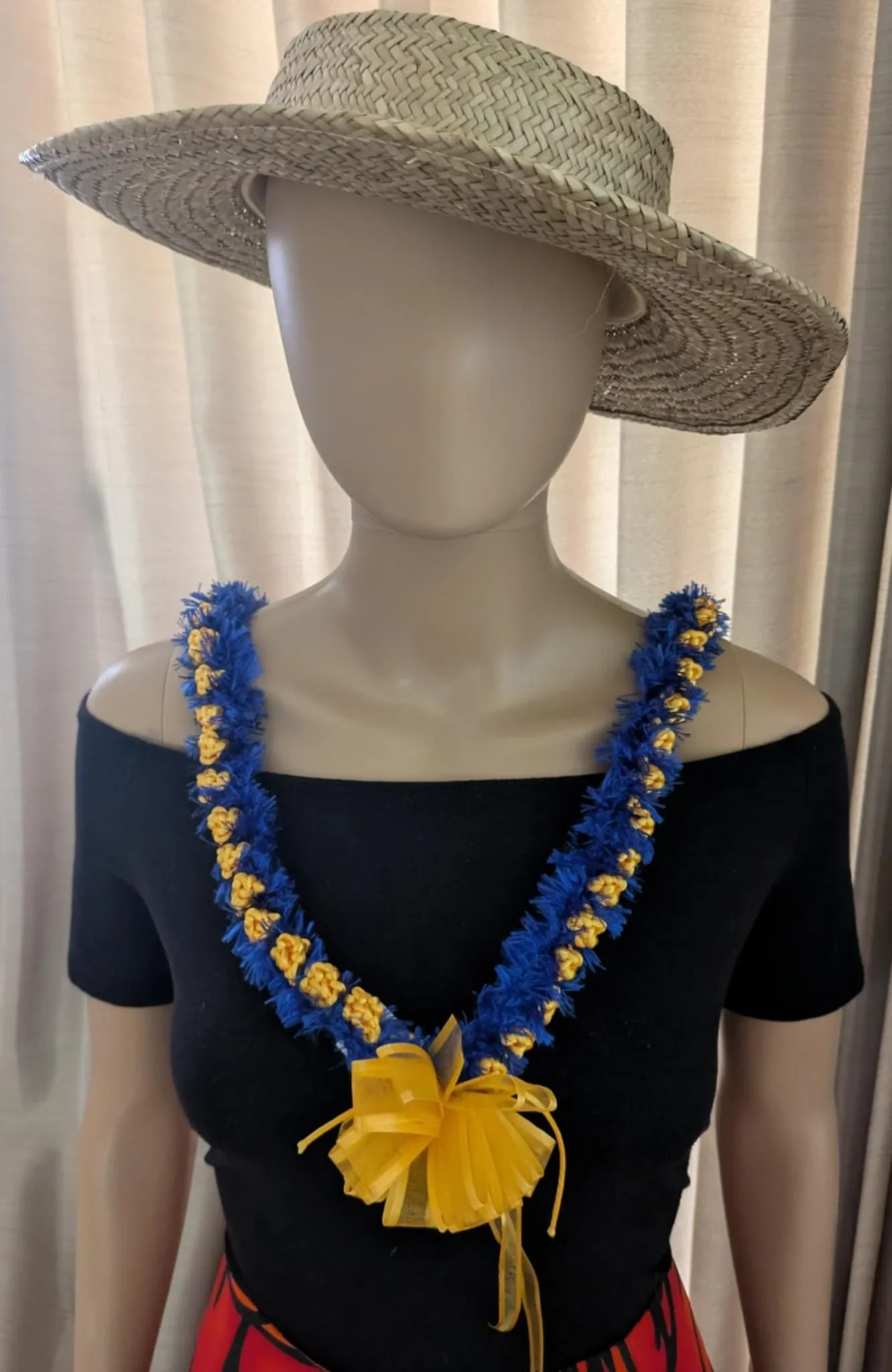 BLUE & YELLOW RIBBON KNOT COMBO LEI