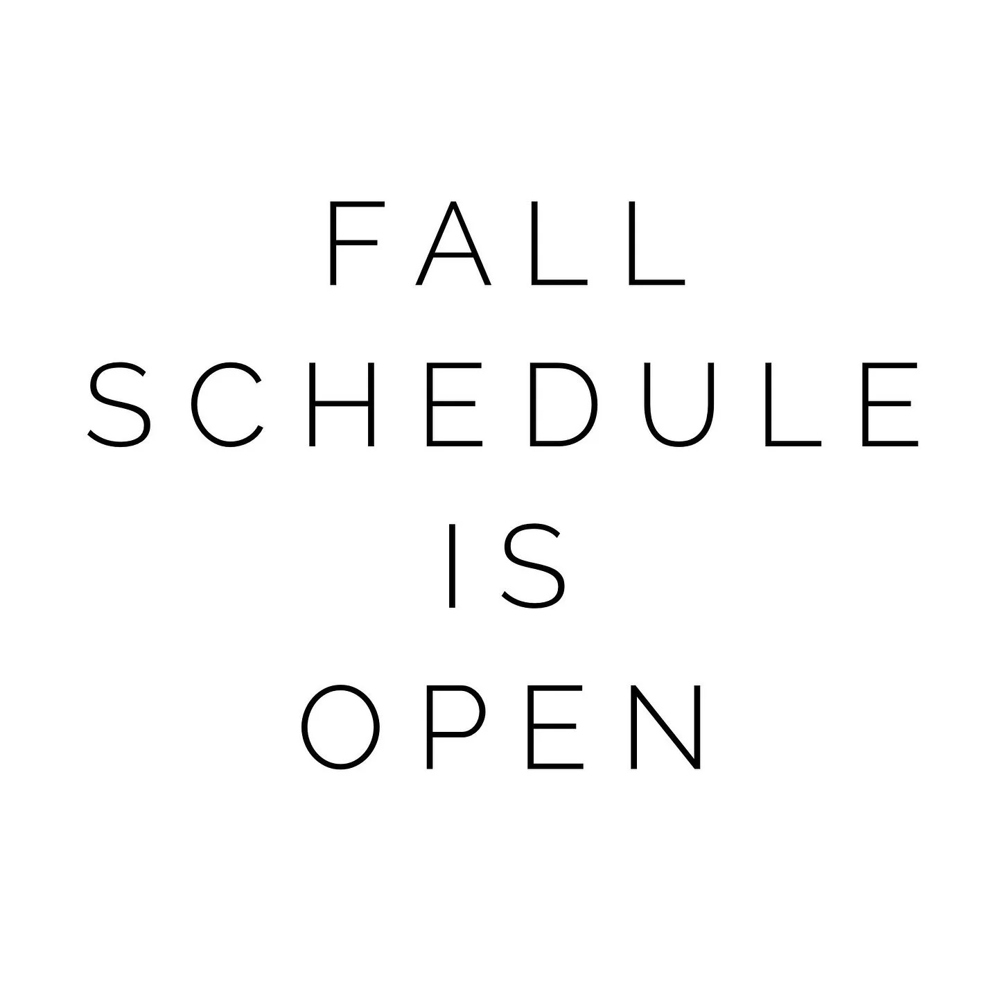 My Fall Schedule is open to book!! There are very few weekend dates left but lots of possibilities for weeknights!!