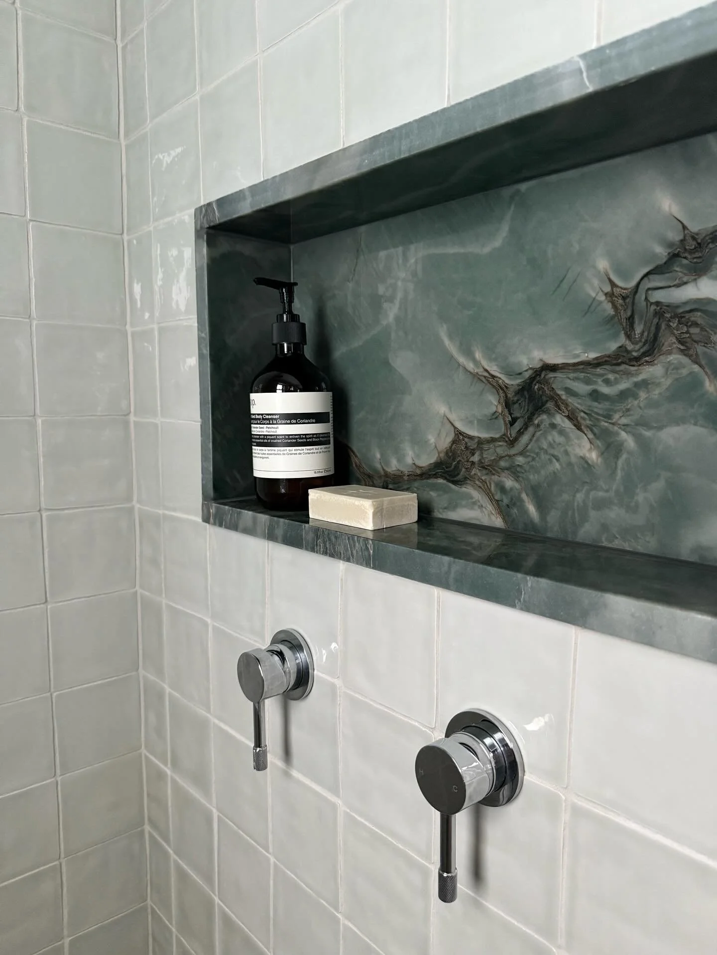 Esmeralda- the standout feature of this bathroom