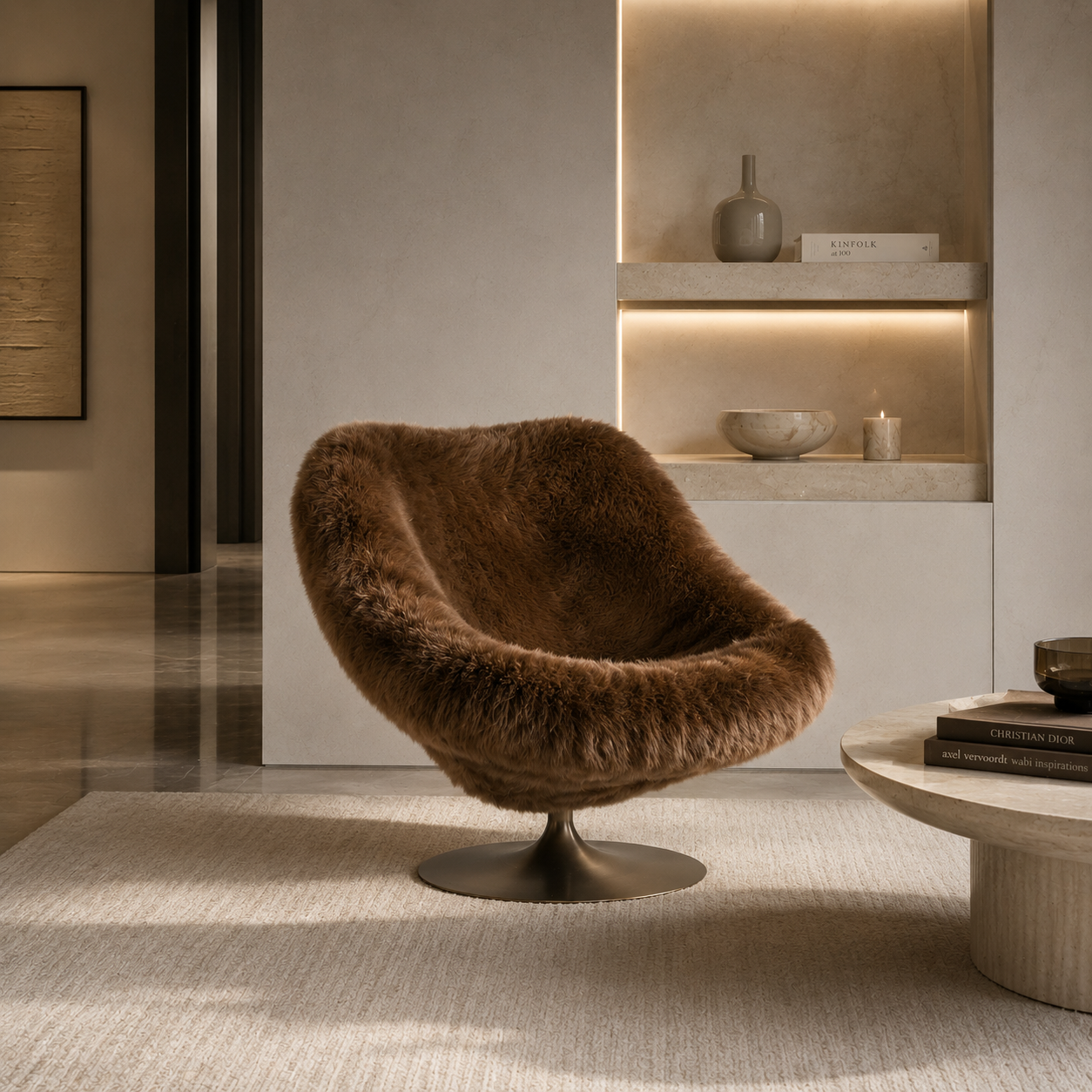 EMERALD CHAIR BROWN FUR