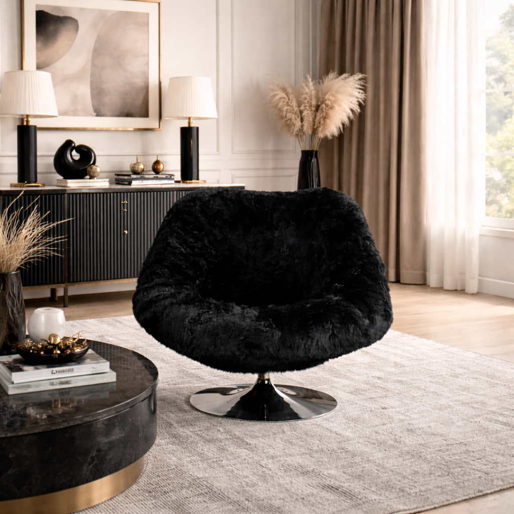 EMERALD CHAIR BLACK FUR