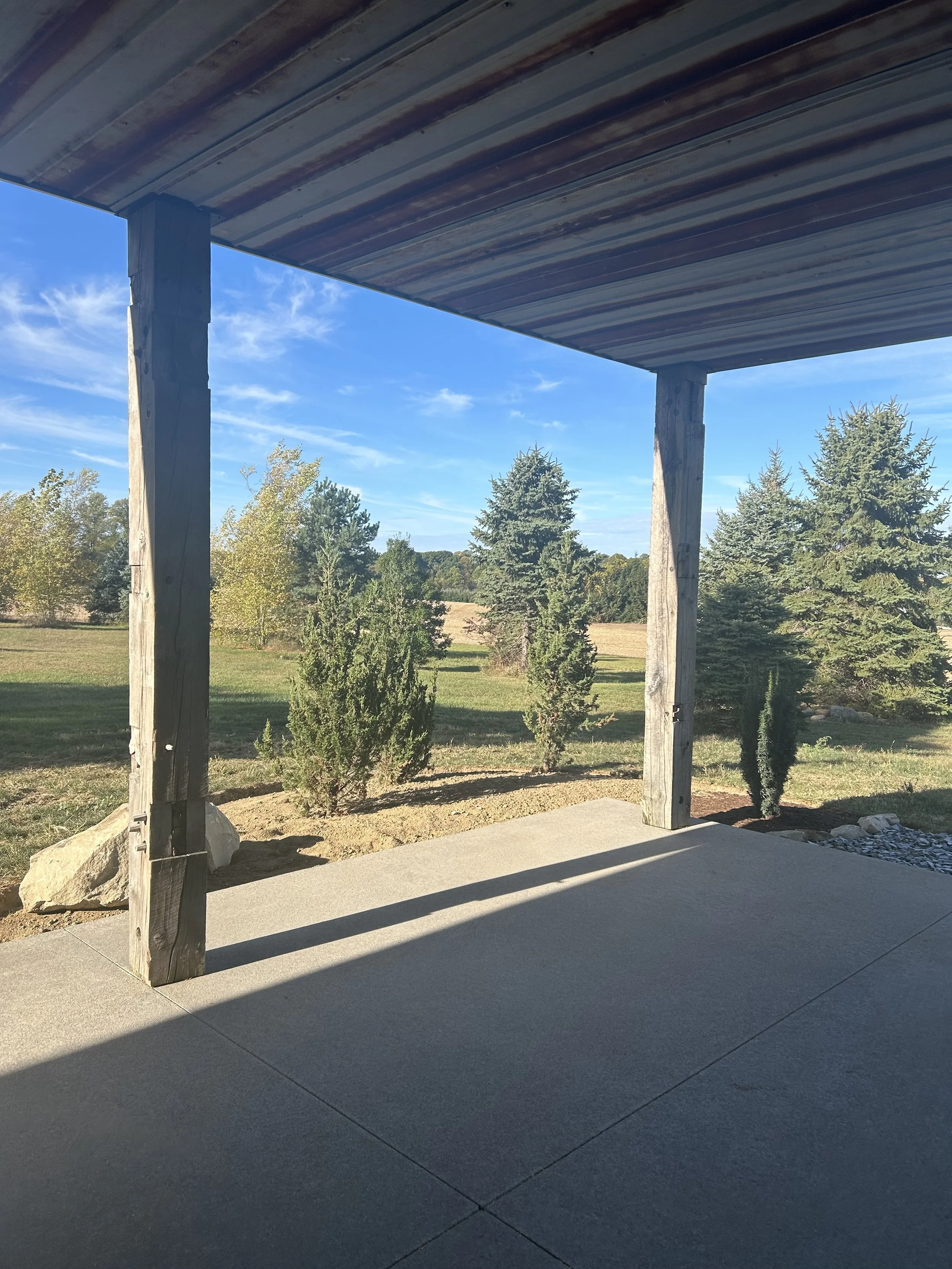 Back porch and landscape