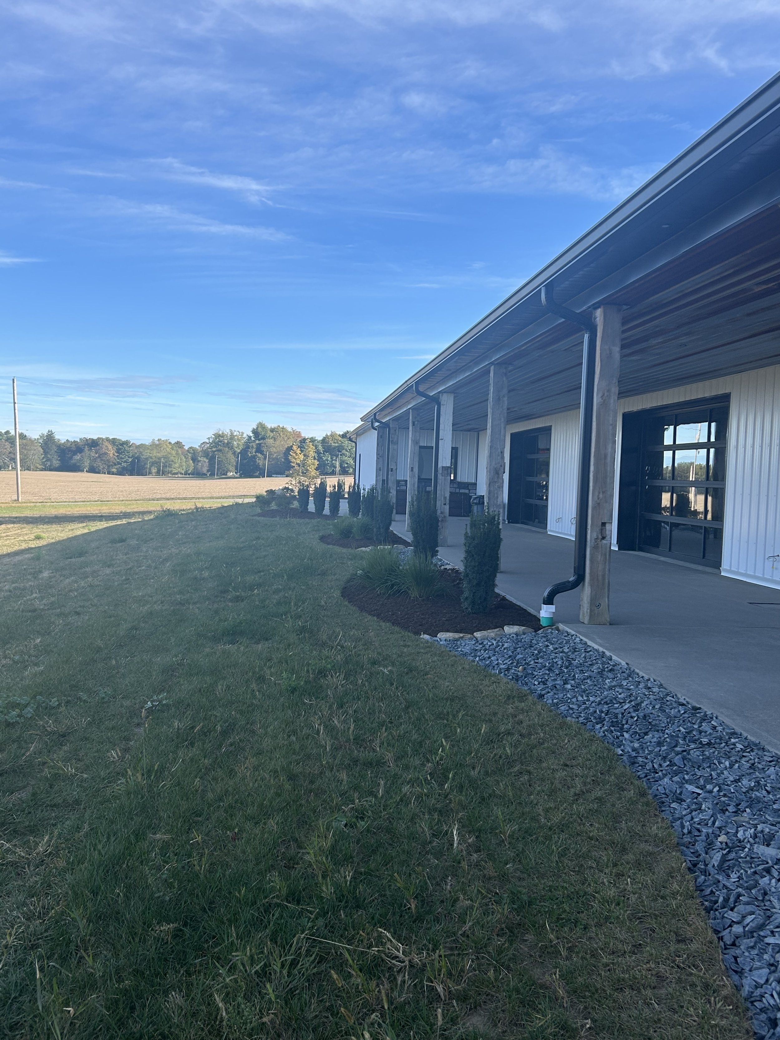 Side porch and landscape