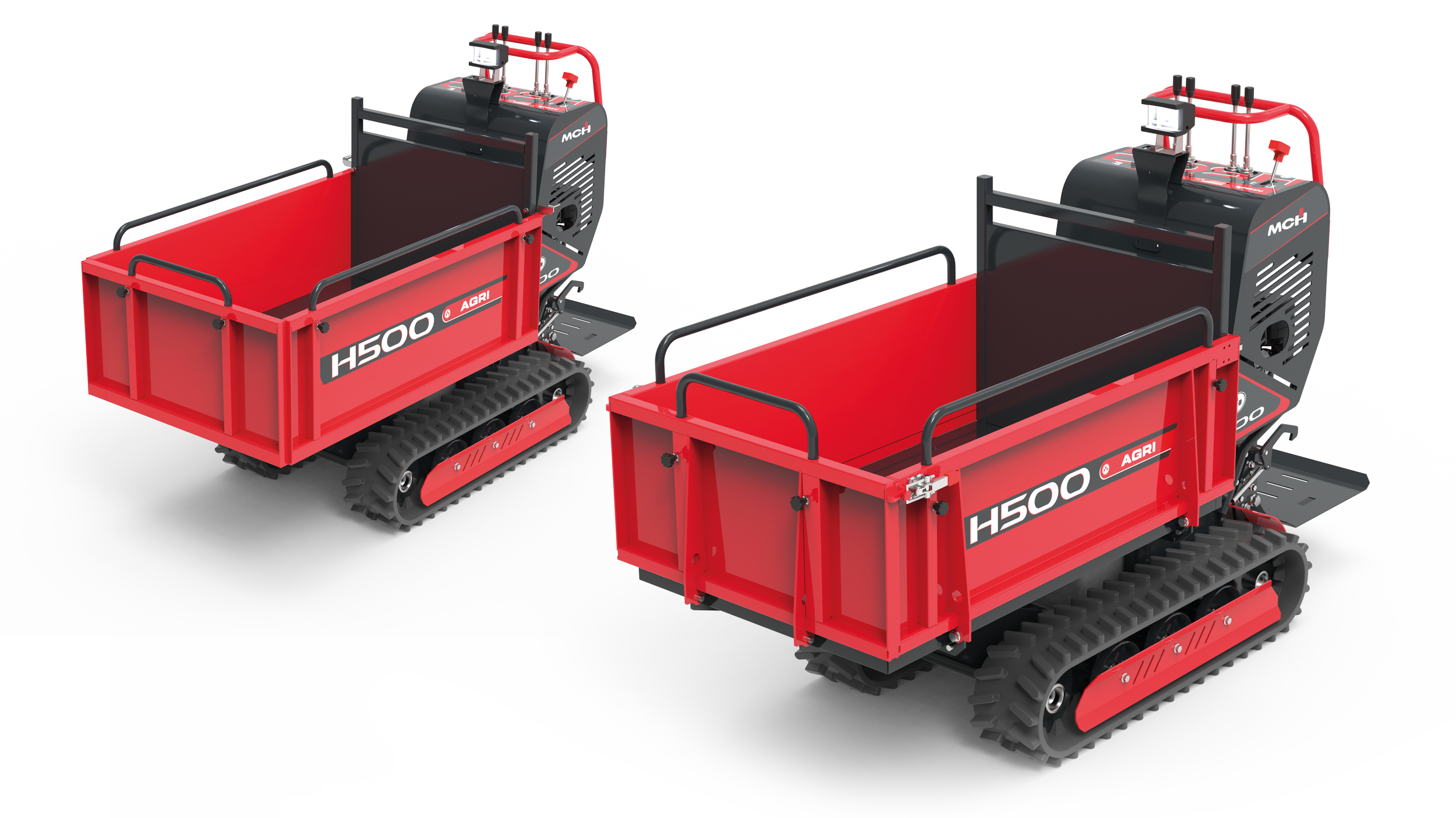 Minidumper cingolato H500 Agri con cassone agricolo apribile e cassone estensibile