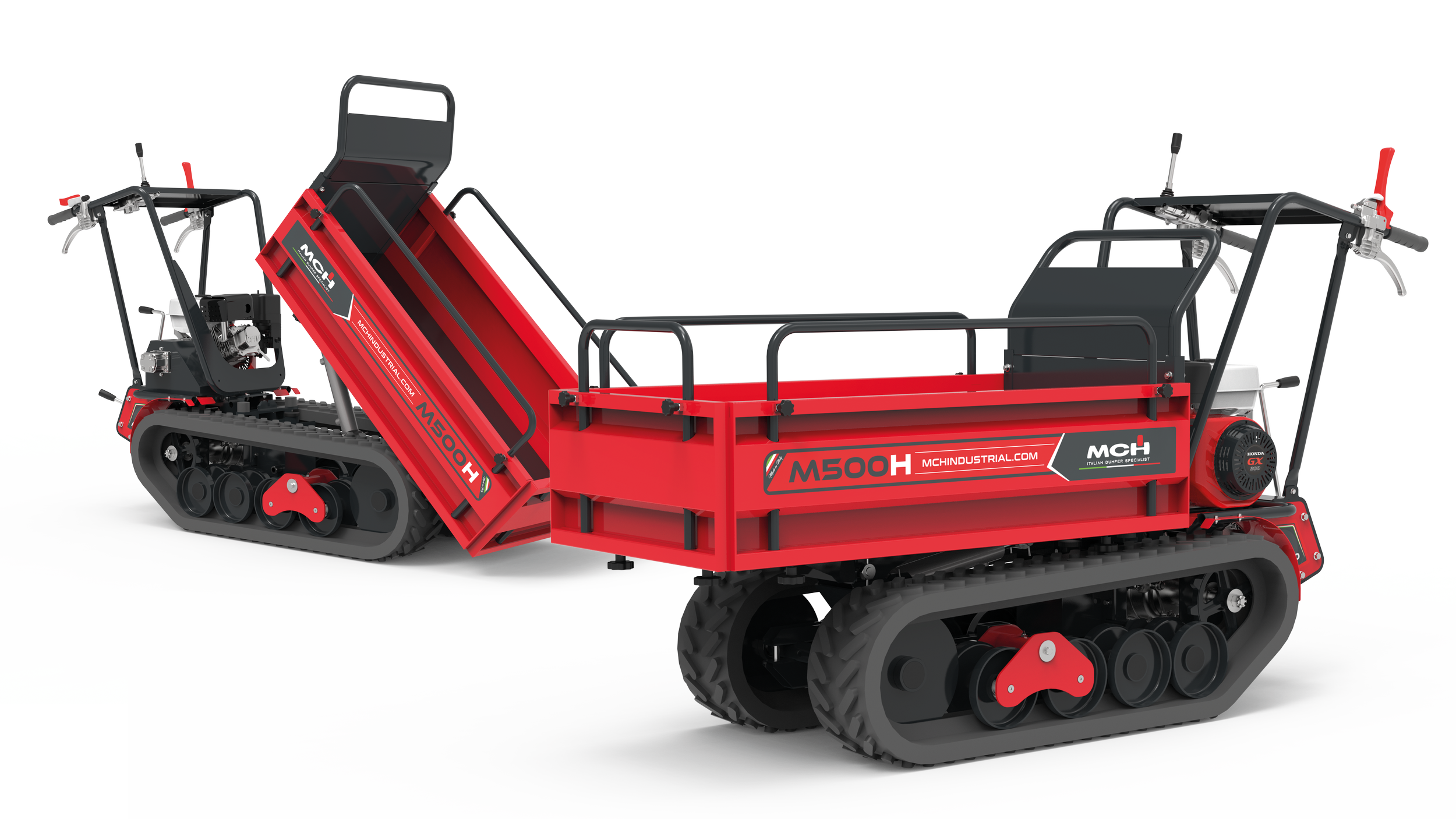 Minitrasporter cingolato M500H con cassone agricolo e scarico idraulico