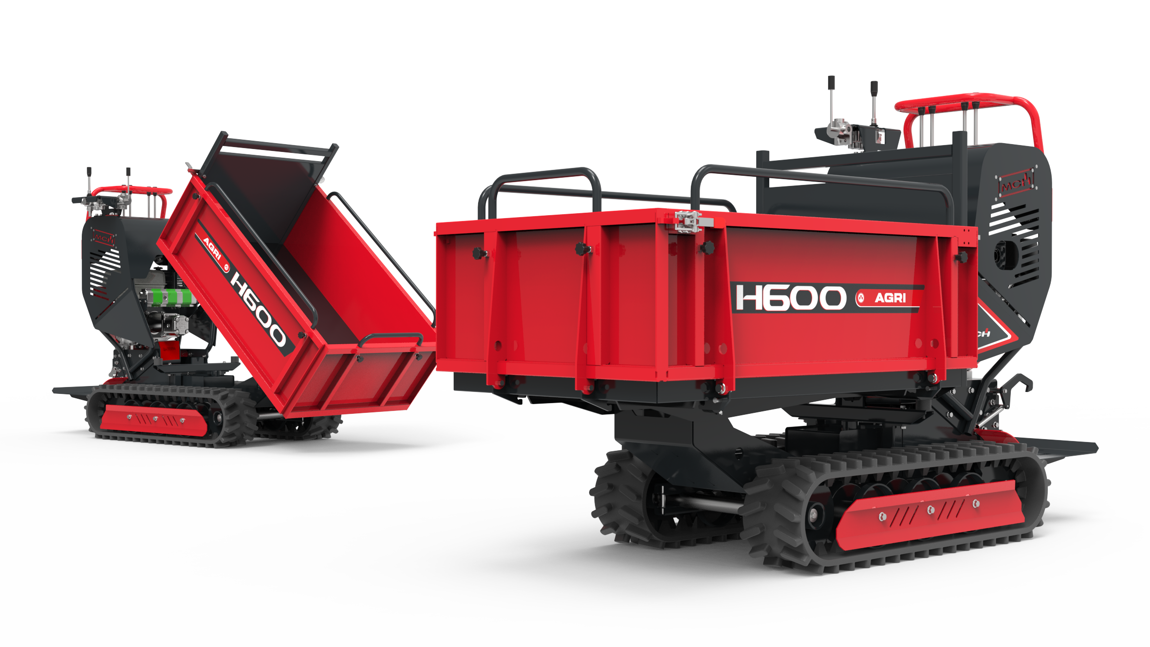 Minidumper cingolato H600 Agri con cassone agricolo apribile e cassone estensibile