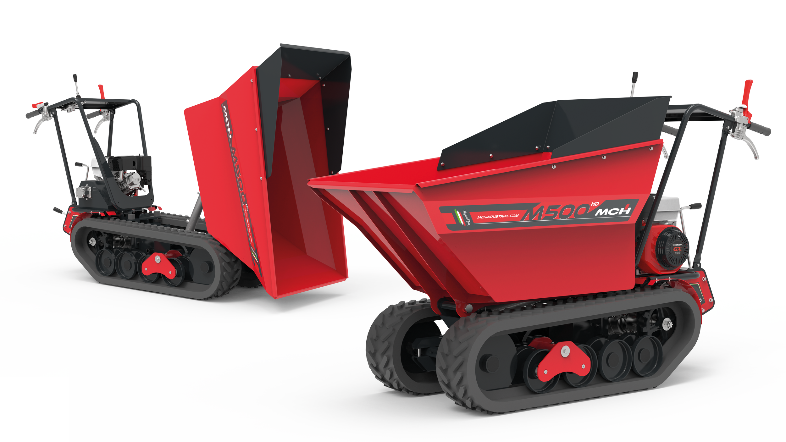 Minitrasporter cingolato M500HD con cassone dumper e scarico idraulico