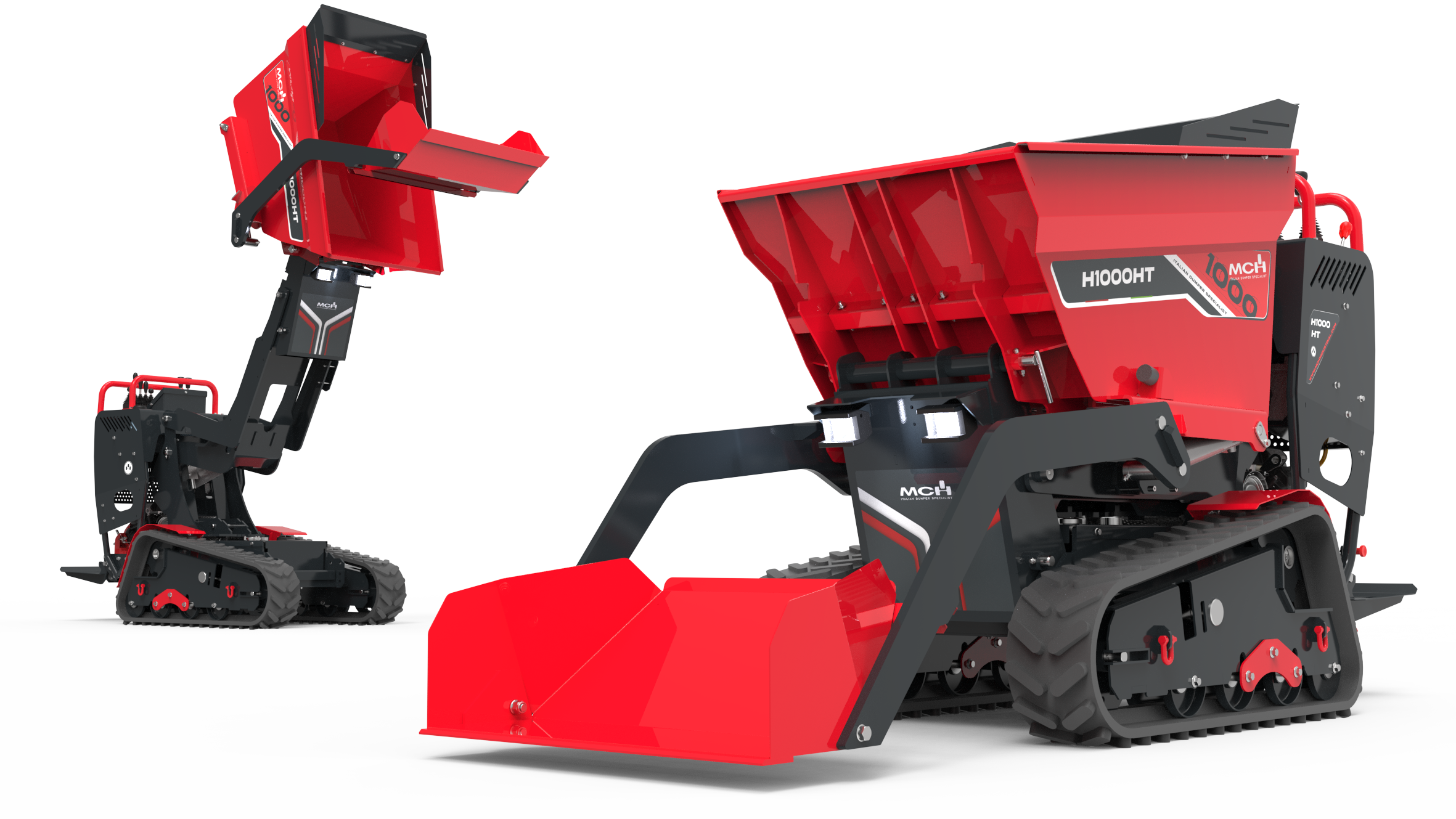 Minidumper cingolato H1000 HT con pala autocaricante e sistema di scarico alto
