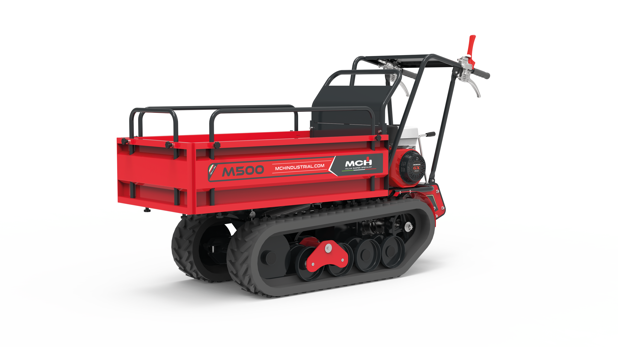 Minitrasporter cingolato M500 con cassone agricolo e scarico manuale