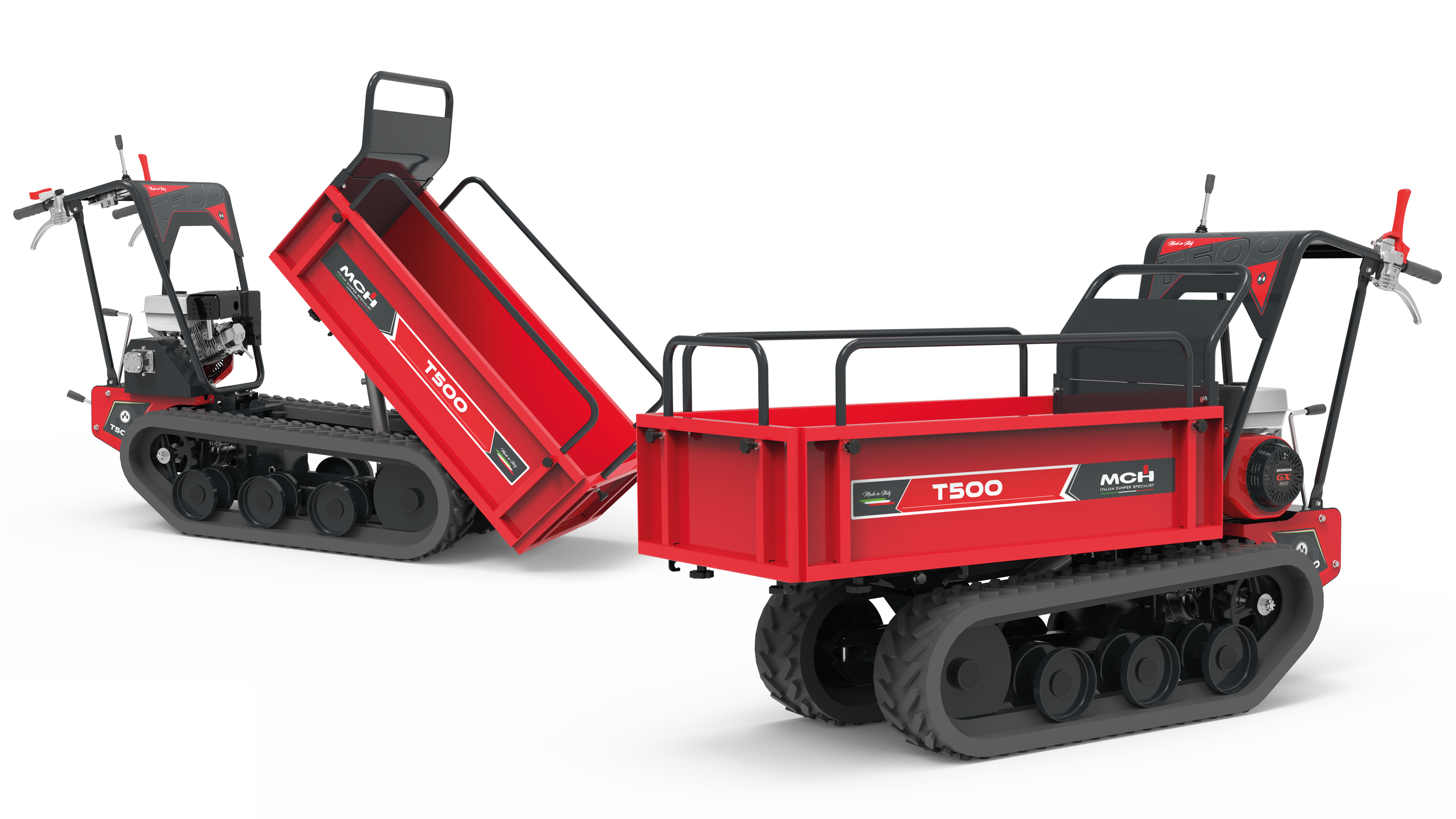 Minitrasporter cingolato T500H con cassone agricolo e scarico idraulico