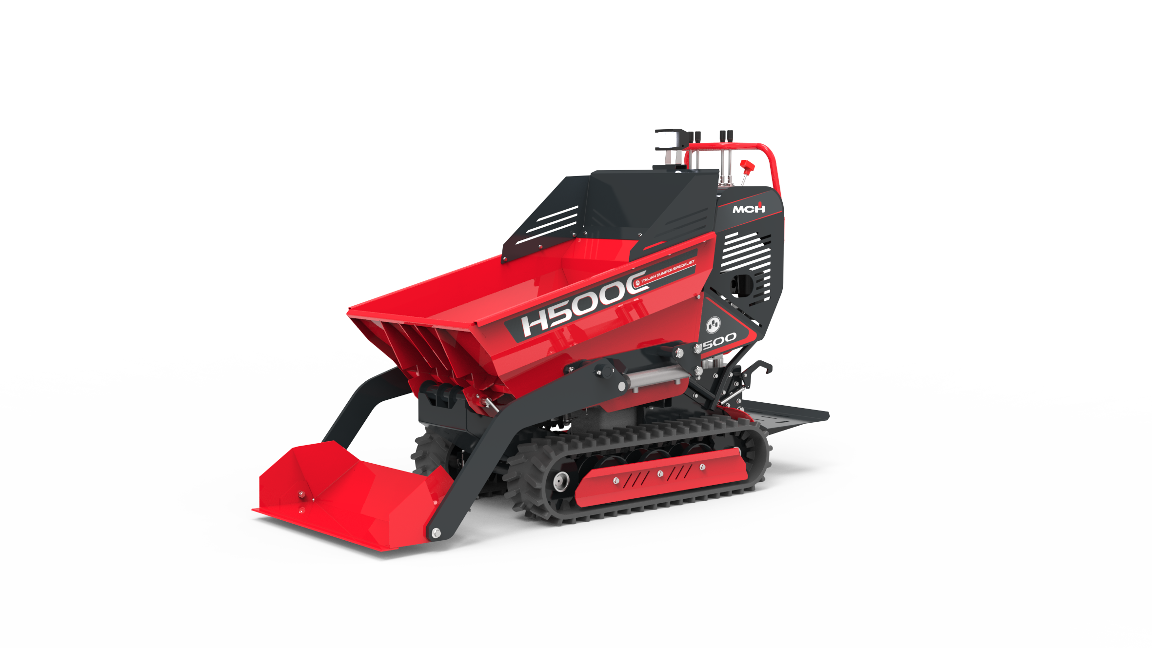 Minidumper cingolato H500C con cassone dumper e pala autocaricante