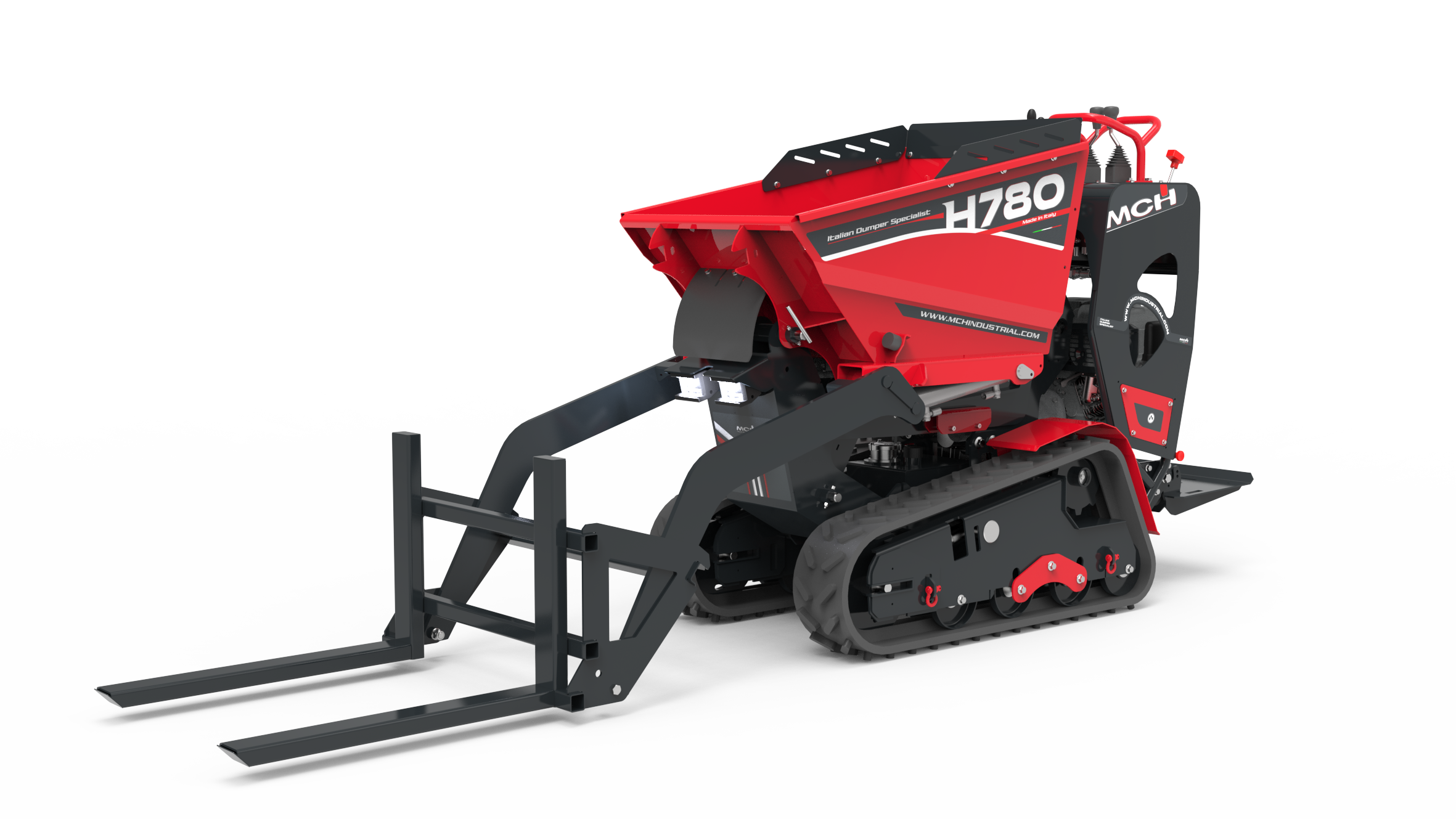 Minidumper cingolato H780 HT con forche per pallet