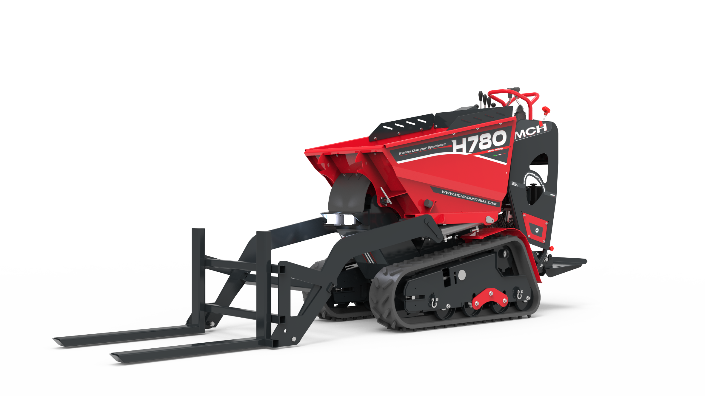 Minidumper cingolato H780 FT con forche per pallet