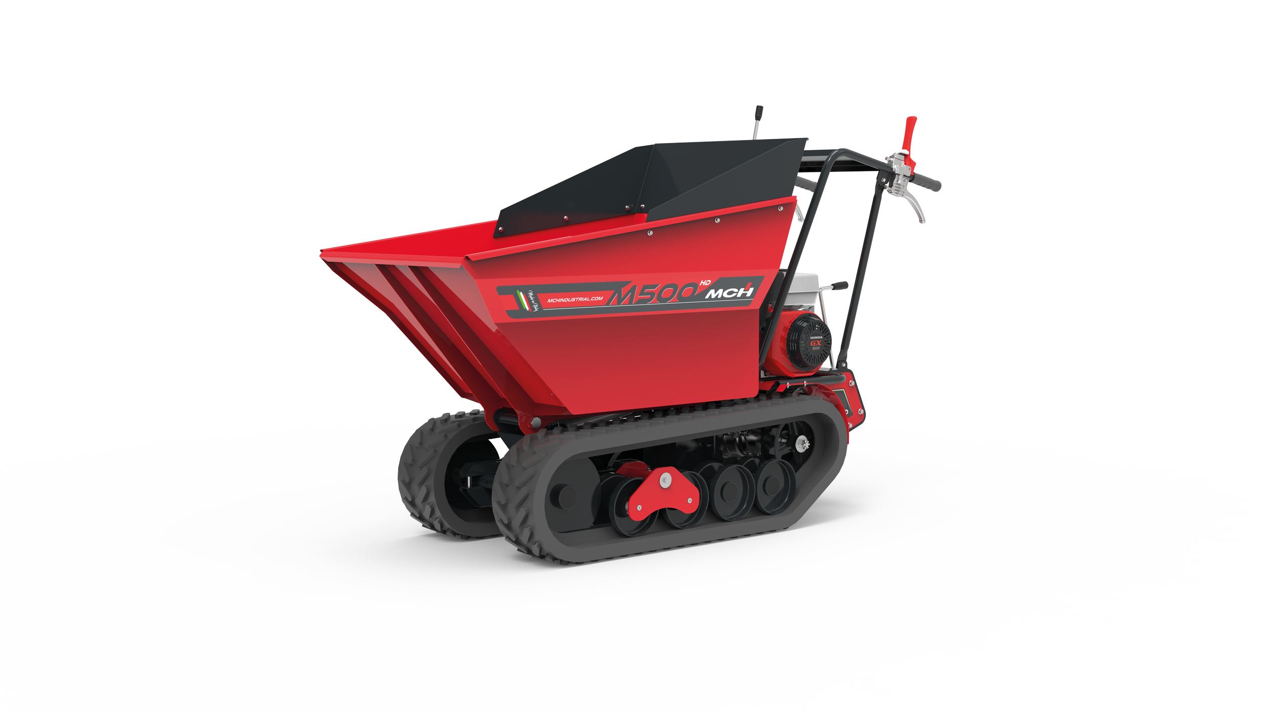 Minitransporter cingolato M500 con cassone dumper e scarico idraulico