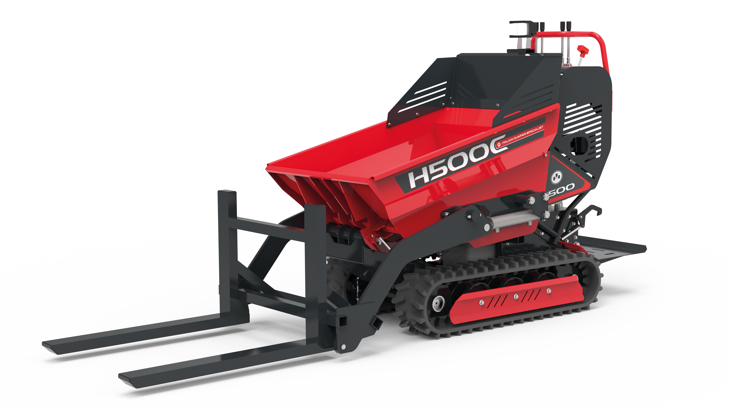 Minidumper cingolato H500C con forche per pallet