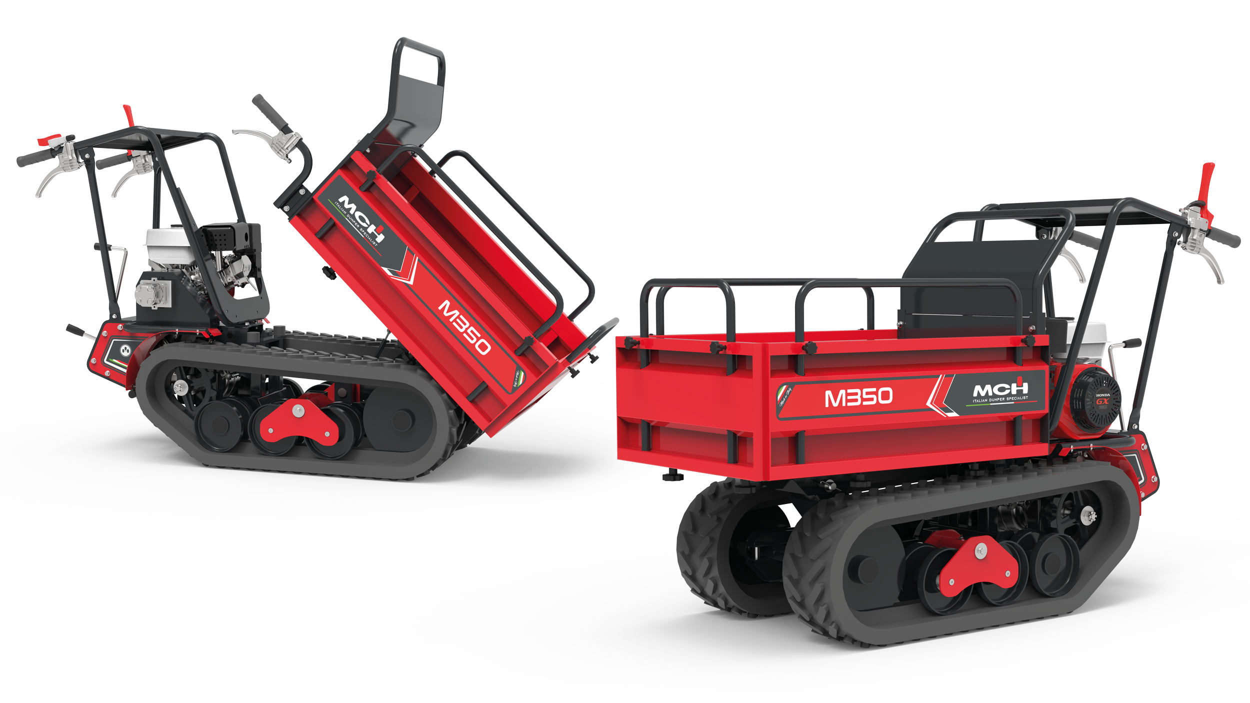 Minitrasporter cingolato M350 con cassone agricolo e scarico manuale