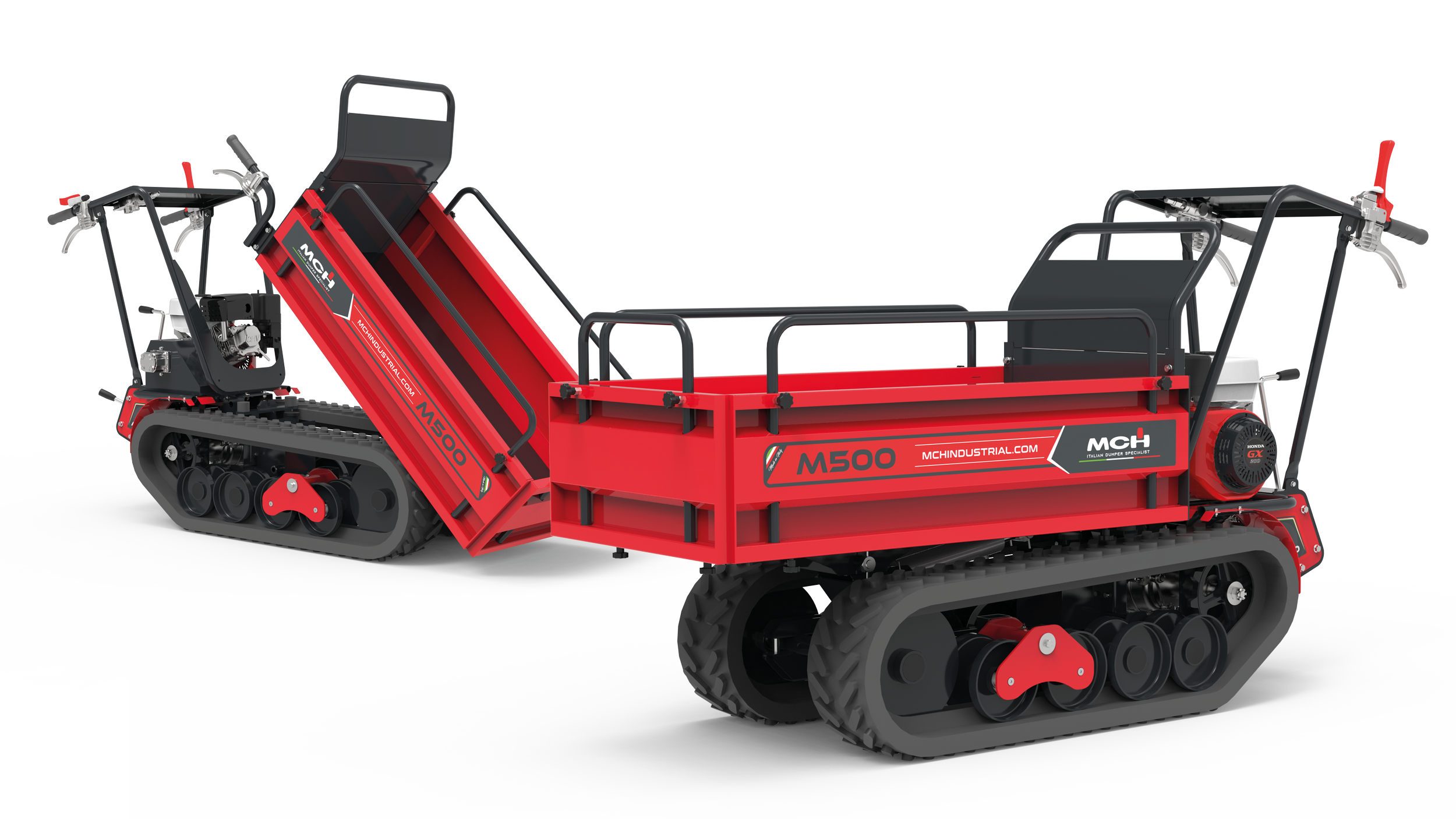 Minitrasporter cingolato M500 con cassone agricolo e scarico manuale