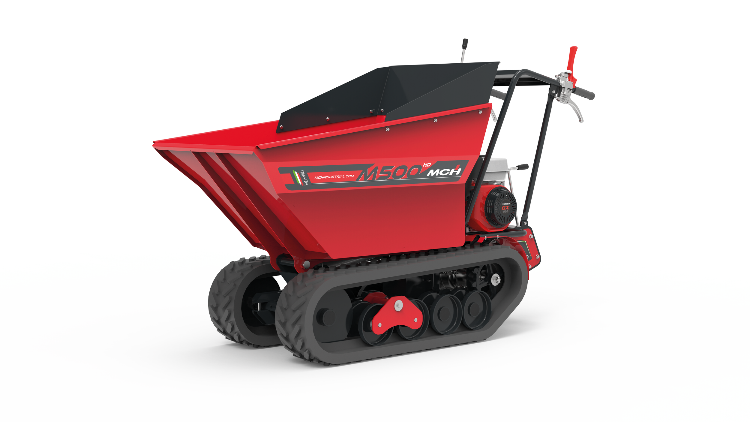 Minitrasporter cingolato M500HD con cassone dumper e scarico idraulico