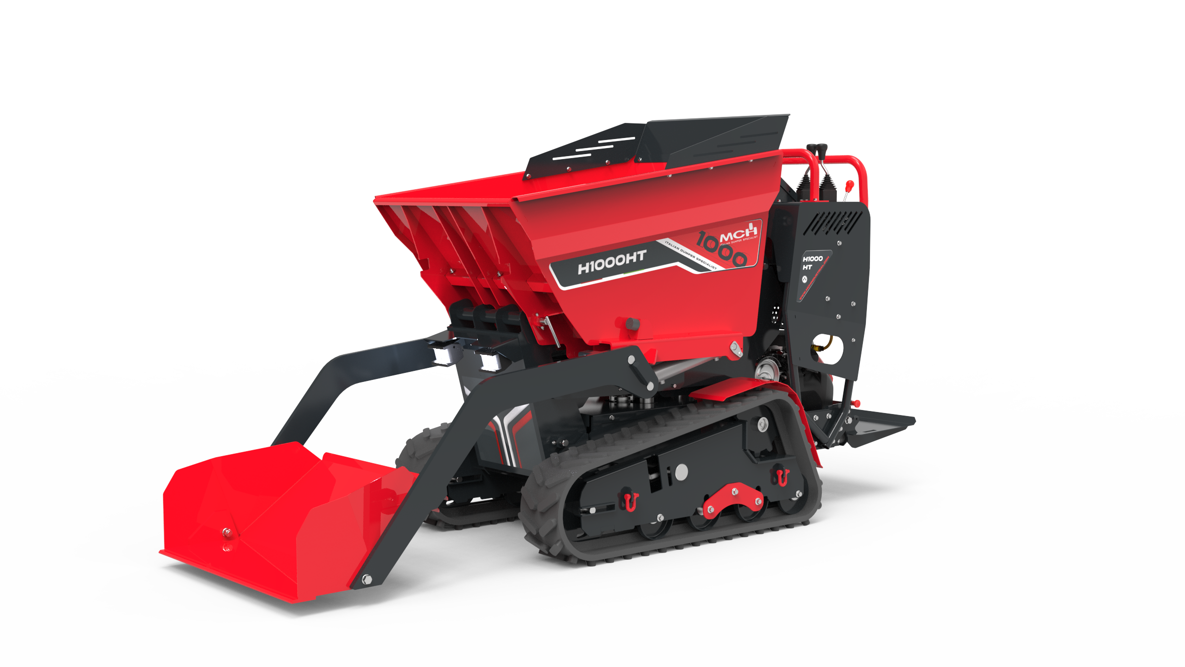 Minidumper cingolato H1000 con pala autocaricante e scarico alto