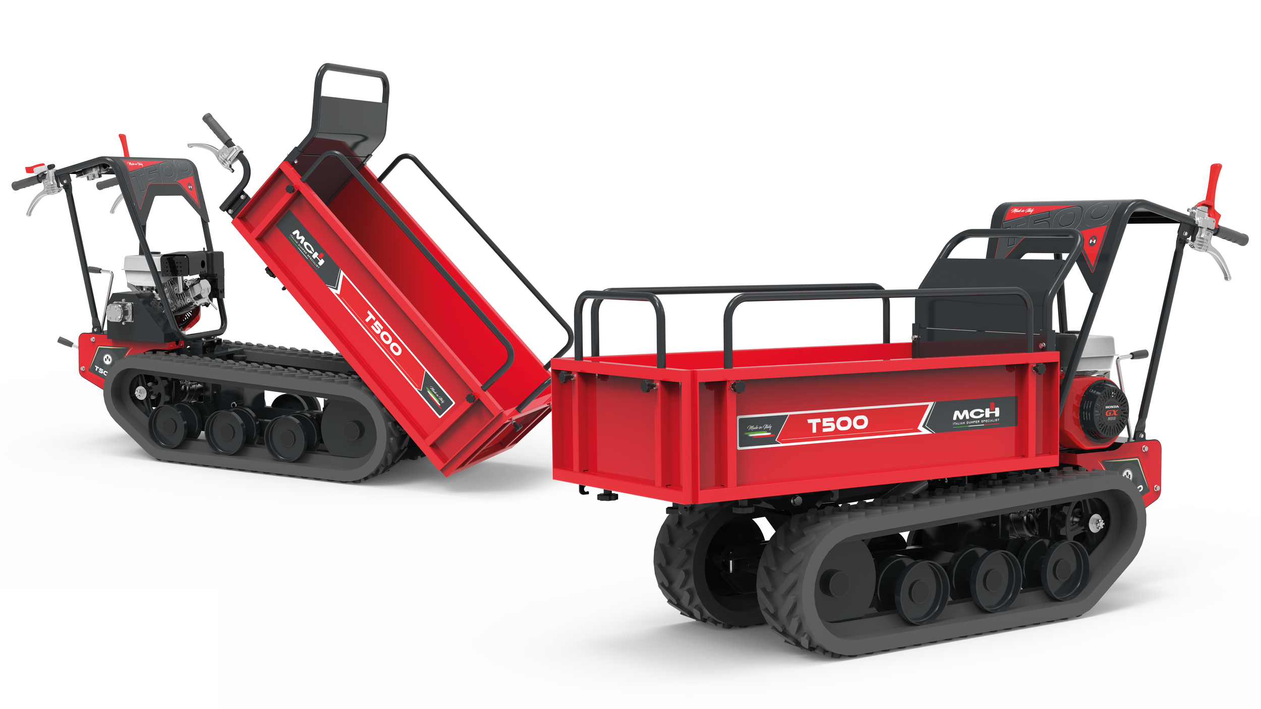 Minitrasporter cingolato T500 con cassone agricolo e scarico manuale