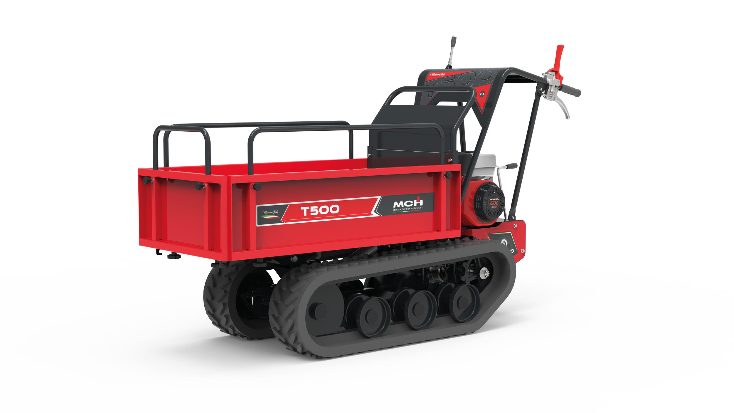 Minitrasporter cingolato T500H con cassone agricolo e scarico idraulico