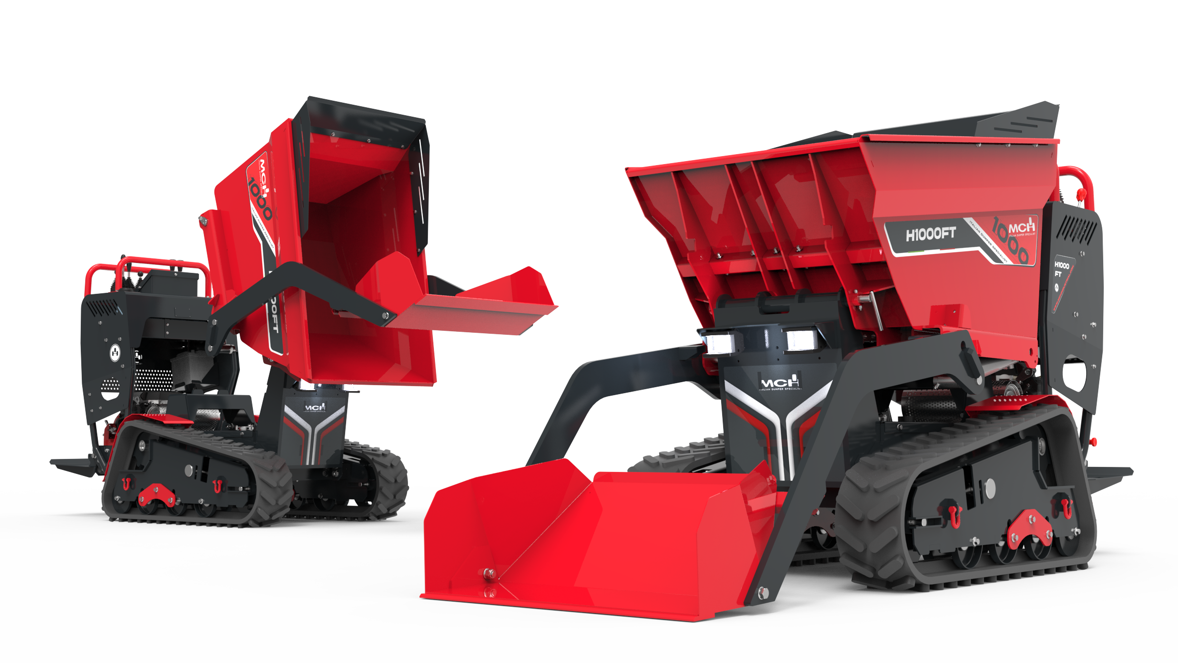 Minidumper cingolato H1000 FT con pala autocaricante e scarico frontale