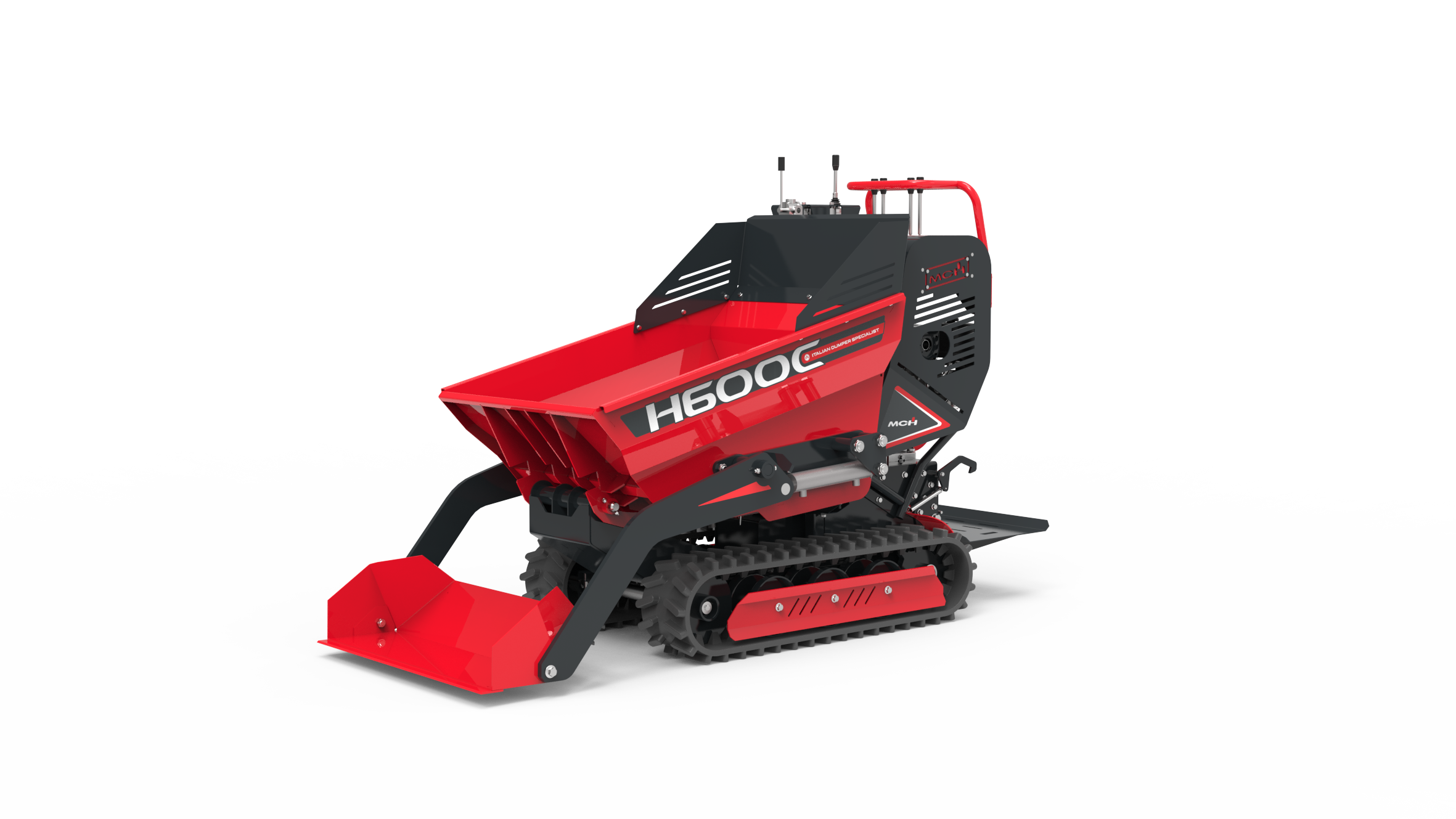 Minidumper cingolato H600C con cassone dumper e pala autocaricante