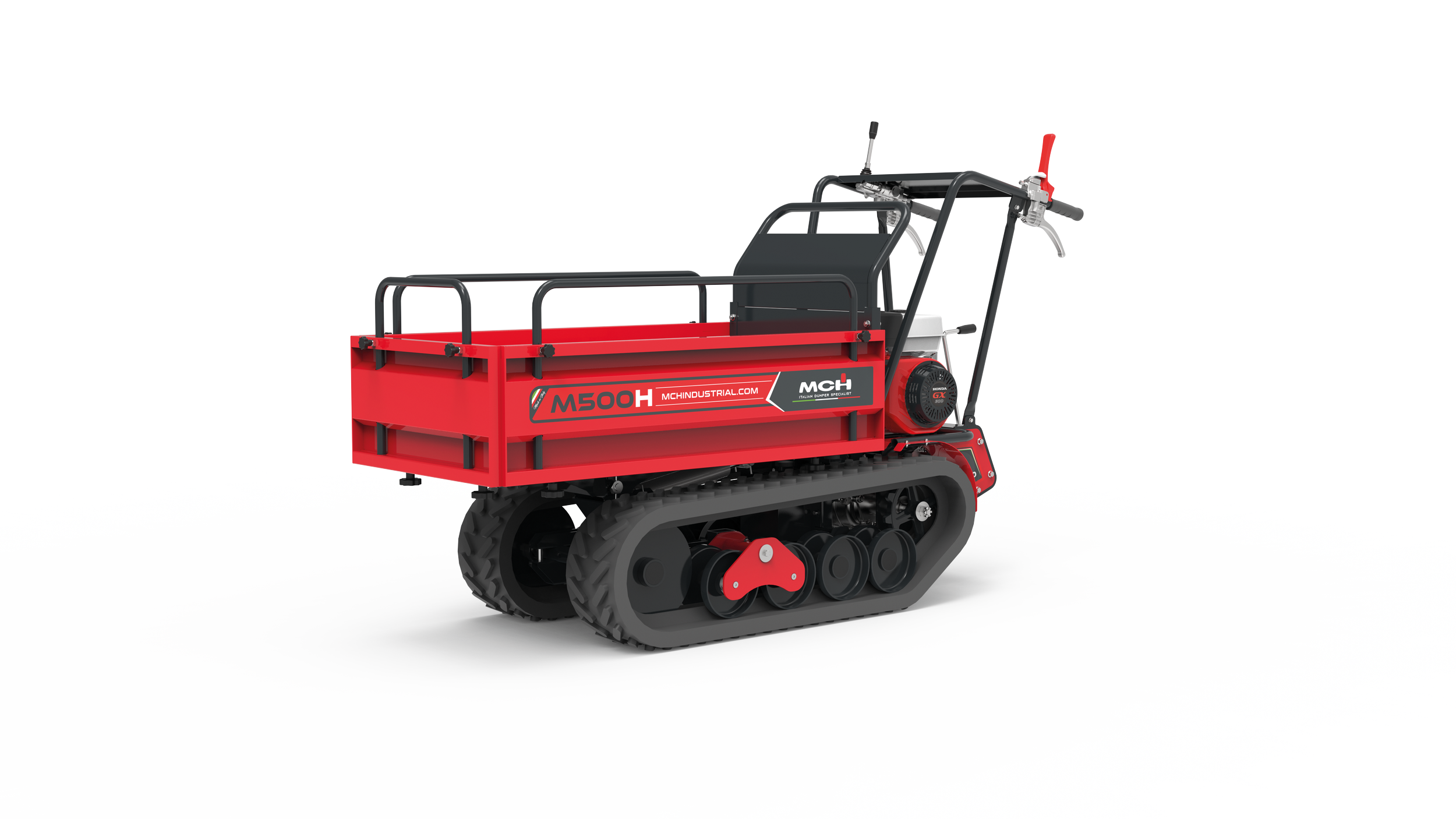 Minitransporter cingolato M500 con cassone agricolo e scarico idraulico