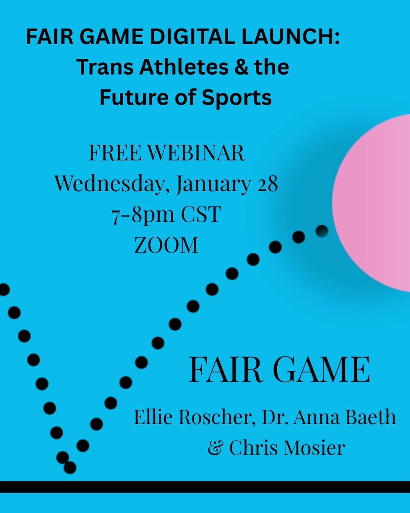 The final in our series of six free webinars, falling the day after Fair Game officially launches, Dr. Anna Baeth, Chris Mosier, and I invite you to gather with us in this swelling online space to share stories and ask better questions as we work to 