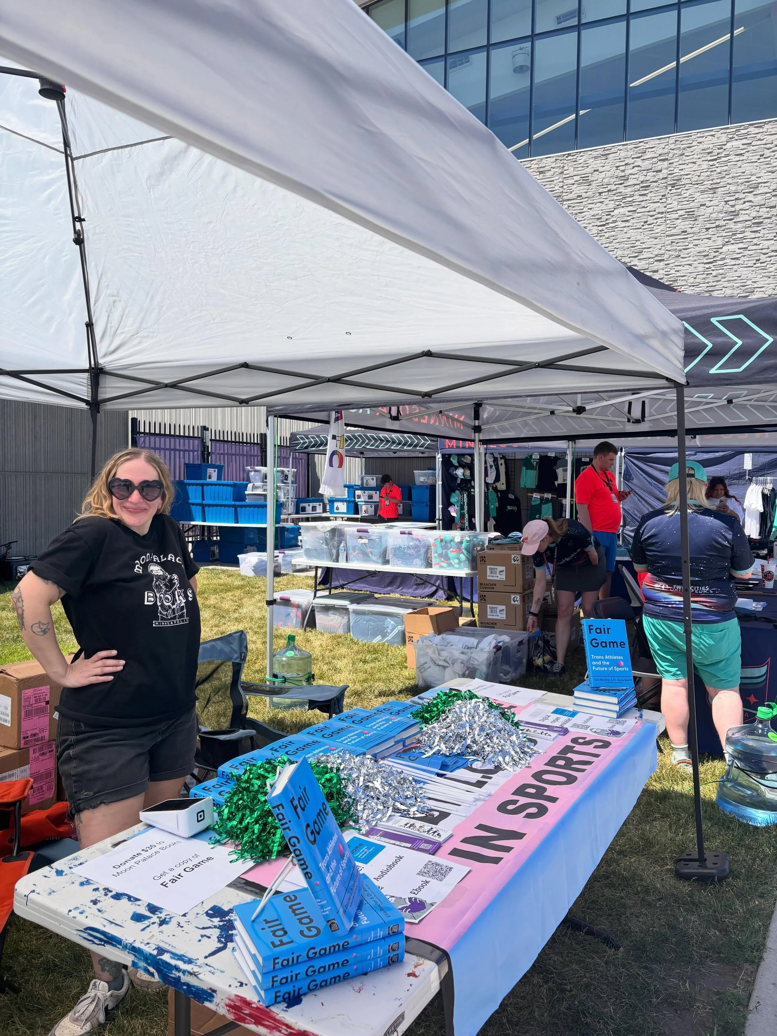 Hey MN Aurora FC fans! If you&rsquo;re at Pride Night come see @moonpalacebooks and me at the Fair Game table next to the merch! 🏳️&zwj;⚧️🏳️&zwj;🌈

@mnaurorafc @thechrismosier @thenewpress
