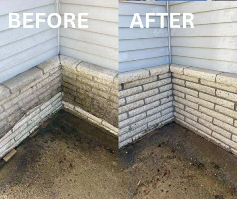 Brick exteriors are another surface that can withstand high pressure (in some cases as determined by professionals). This exterior was revitalized using a high pressure treatment.