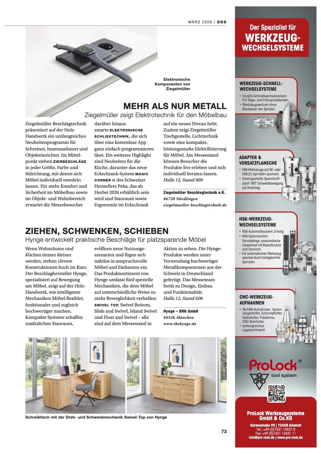 March 2026: German DDS Magazine featuring Hynge product range 
