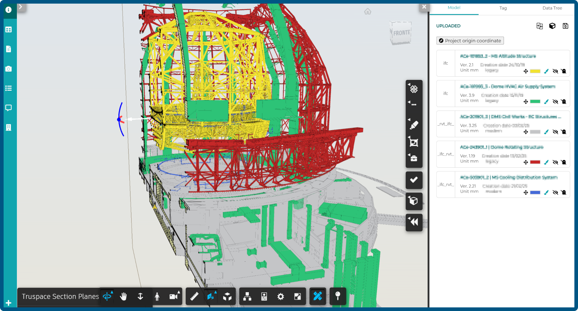 Truspace CDE (ACDat) Schermata con confederazione Modello 3D di una struttura complessa