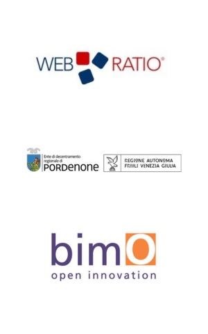 Truspace- Clienti e partner - Loghi di Web Ratio, Pordenone, Regione Autonoma Friuli Venezia Giulia e Bim0.