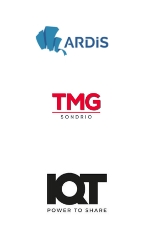 Loghi di ARDiS, TMG Sondrio e incluso il logo di IAT con il motto 'Power to Share'.
