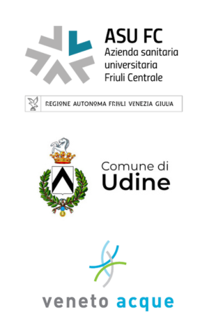 Loghi di ASU FC, Regione autonoma Friuli Venezia Giulia, Comune di Udine e Veneto Acque