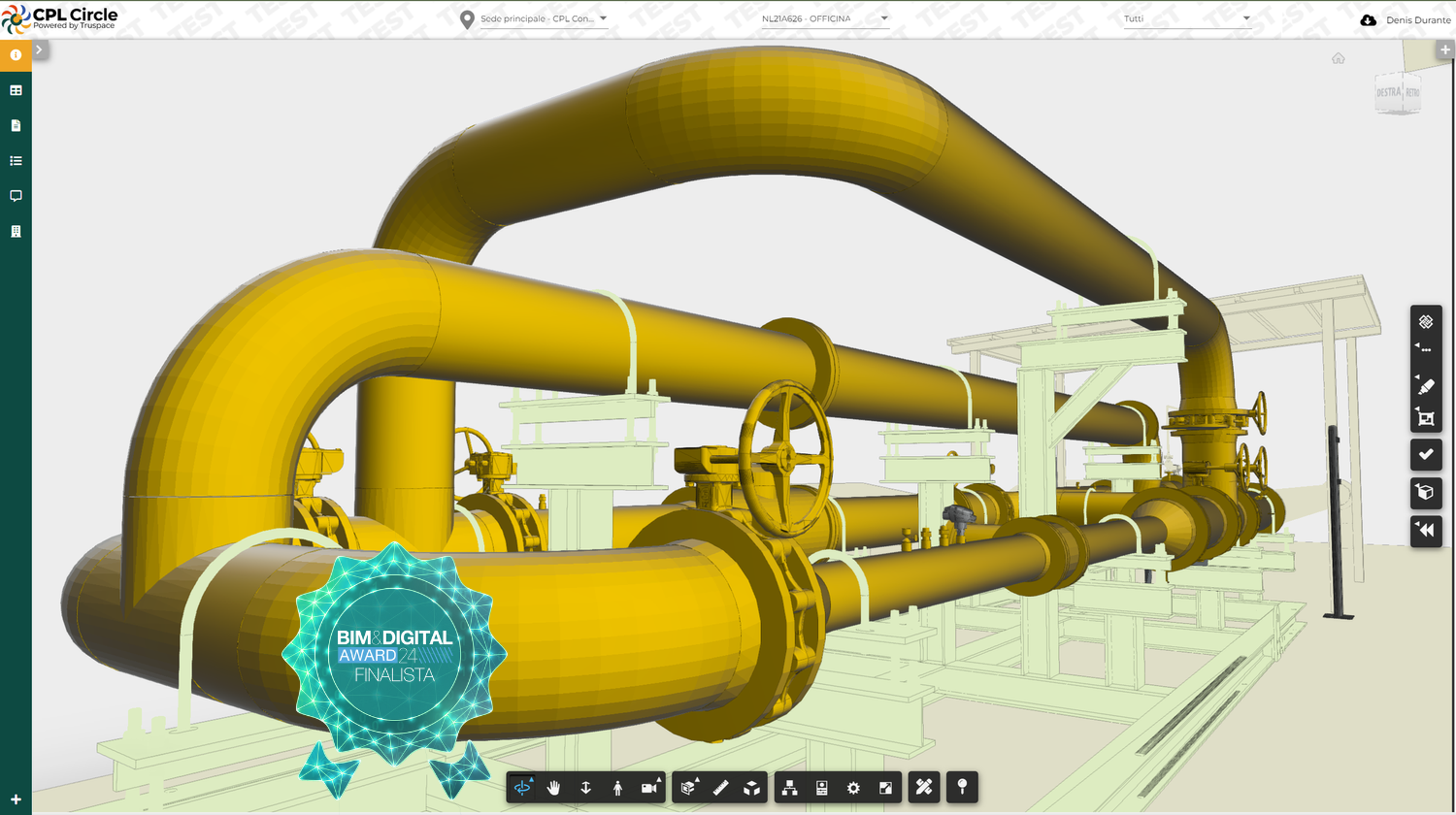 l'immagine mostra un impianto di CPL Concordia digitalizzato sulla piattaforma Truspace CDE (ACDat), progetto vincitore del BIM&Digital Award 2025