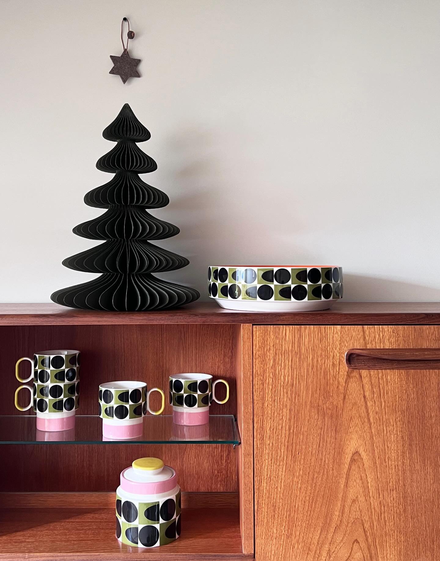 I&rsquo;m so in love with this new @orlakiely homeware collection.  Pattern and colour bringing joy to the everyday and looking beautiful on my vintage sideboard.  #orlakiely