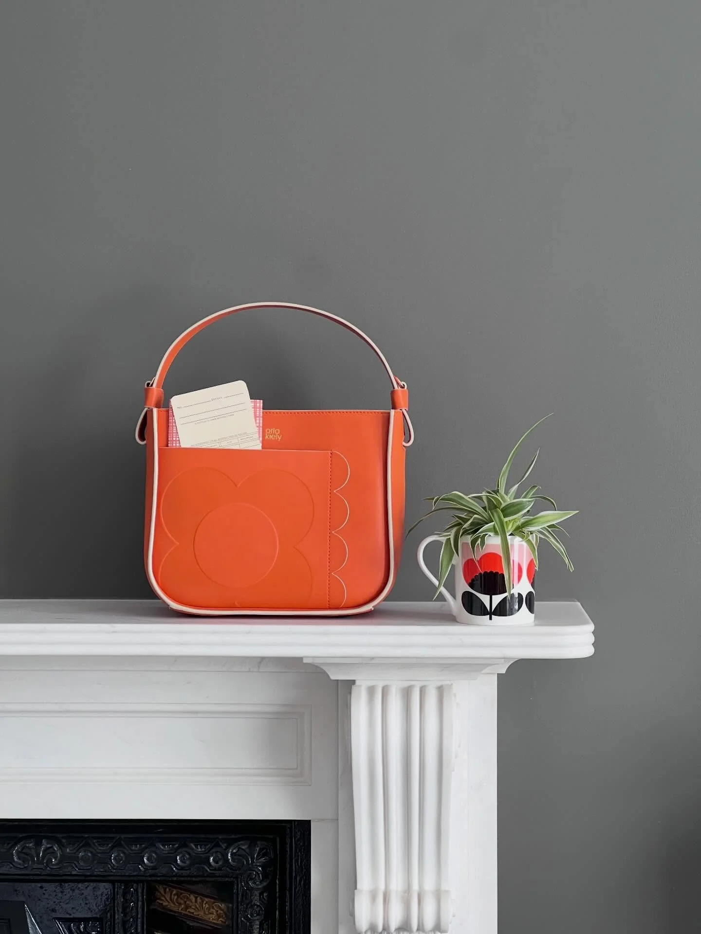 Orange is my favourite colour so here is little pop of happiness for the grid.  Bag and mug are both by @orlakiely Mug is available to buy. The bag is a sample sale find from the @orlakiely.jp collection.  I nearly screamed with joy when I saw it!