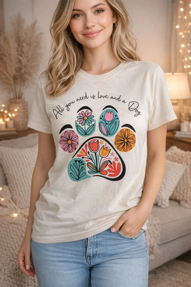 All You Need is Love and A Dog Comfort Colors T-Shirt In Ivory