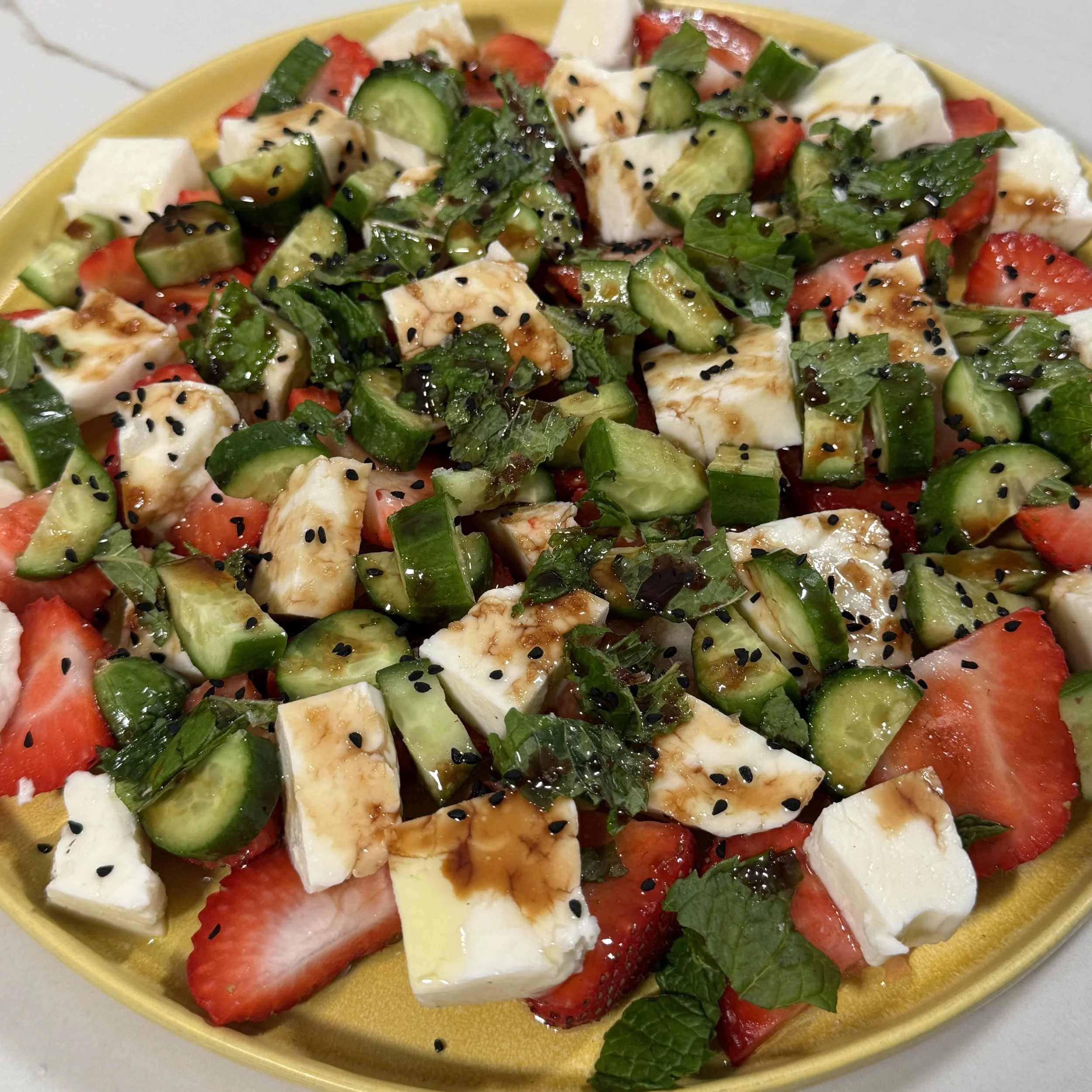 Strawberry, Halloumi, &amp; Cucumber Summer Salad